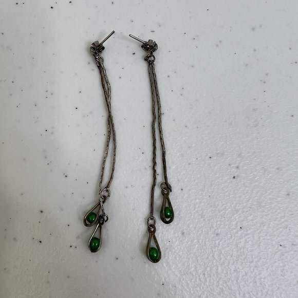 Jewelry - Chain Earrings‎ Green Beaded Tassel Dangle Long Cage Drop Boho